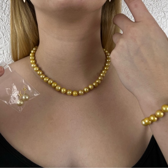 pacific pearls Jewelry - 9-10 mm Gold Pearl Set
